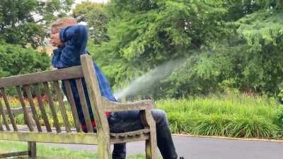 My friends dad, blowing off steam at Kew Gardens London