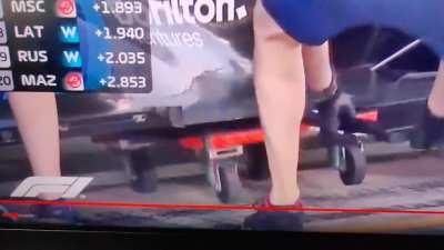 Latifis car gets damaged in pits after crash