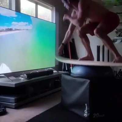 Surfing at home.
