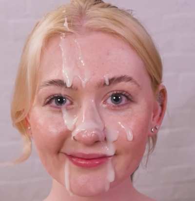 White girl takes a thick load to her face pt. 2