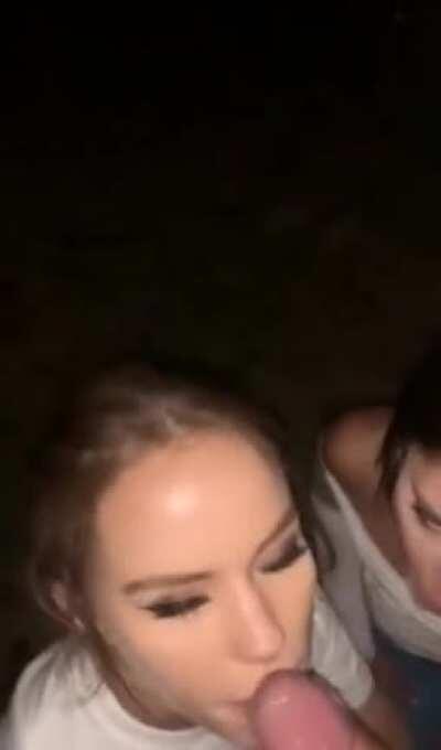 Cute friends sharing a big boner