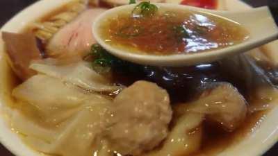 Shoyu ramen made with Nagoya cochin, the probably best chicken for ramen broth (Ramen Ajisai, Nagoya)