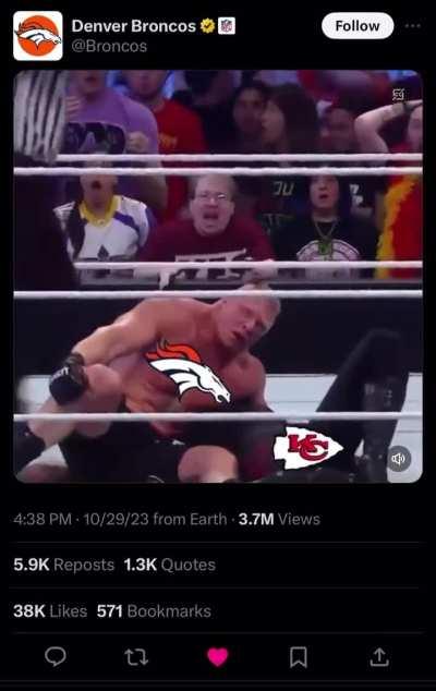It’s way better that the Broncos Twitter posted it