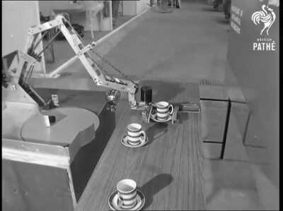 Table-clearing robot designed and built by the Engineering Department of Queen Mary College in 1969