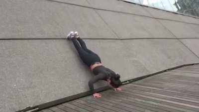 She does some push up variations