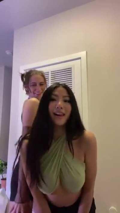 Sling bra on big Asian tits