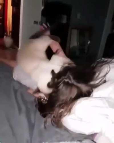 The demon comes out from under the bed...