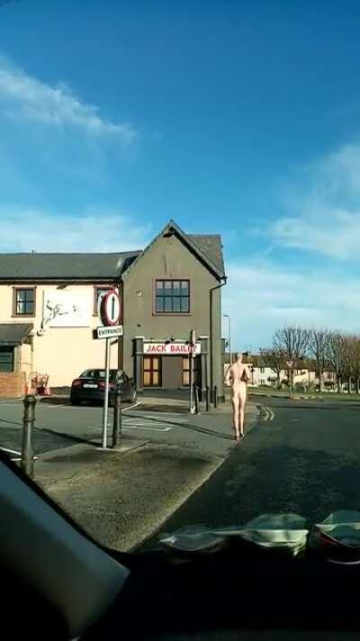 Just a man running through Wexford town naked