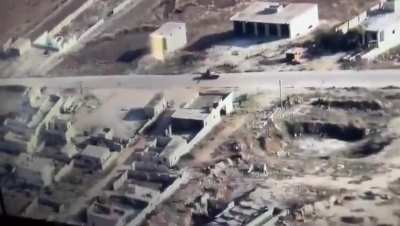 Syrian soldiers flee as they see rebel tank and vehicles approach 