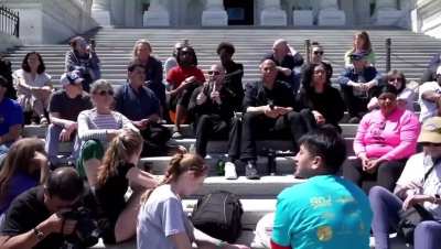 House Minority Leader Hakeem Jeffries during sit-in with Cory Booker speaks on the upcoming Republican bill: “There will not be a SINGLE Democratic vote to take away the healthcare of the American people”