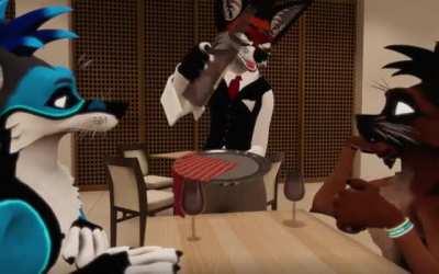 Made a physbone driven wine bottle & glasses that sloshes and can be interacted with by other avatars!