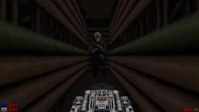 Just reminded of the secret boss at the end of Doom 2!