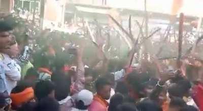 This is urgent. There is mass anti muslim violence brewing in India. Terrifying videos of mobs assaulting muslims in worship places and houses are coming from each states. In this video you can see an armed mob with swords dancing on anti muslim songs inf