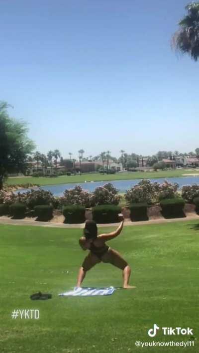 Next door neighbor showing off