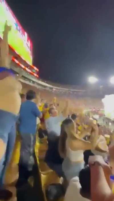 Sexy Latina is happy that her soccer team scored