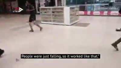 SA Store Employees Pouring Vegetable Oil to Stop Looters