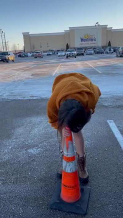 Remember when I put a traffic cone up my ass? (It’s my cone. I brought it to the parking lot in my car!)
