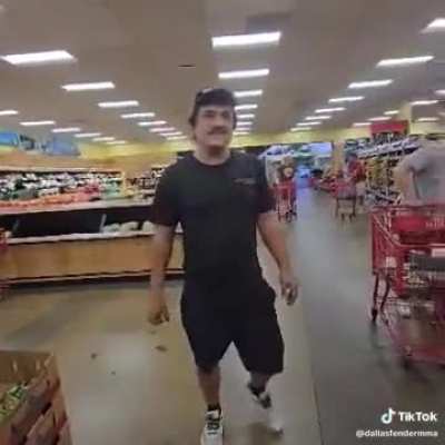 Road Rager follows couple into Trader Joe's in painful display of stupidity in front of the camera and behind it