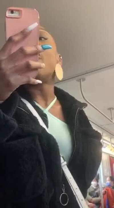 Racist & homophobic woman harasses a man on the Toronto subway