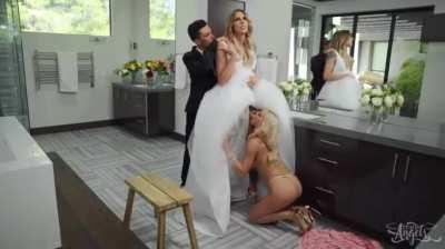 The bride is pleased.