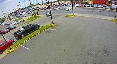 Hit and run, watch the white car pull into traffic