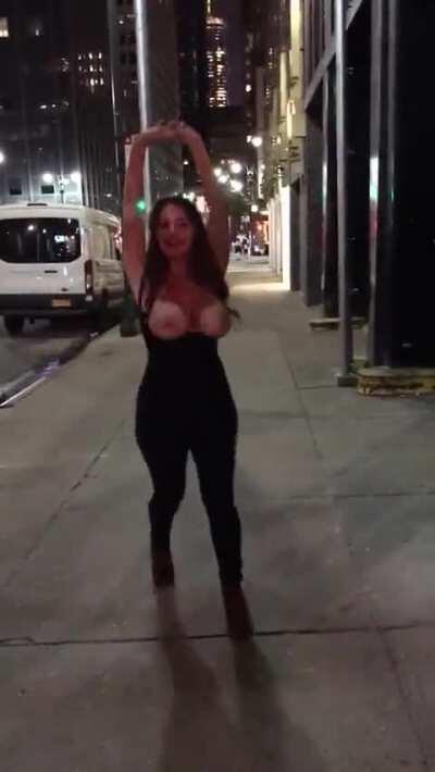 Huge Boobs Unleashed On The Street