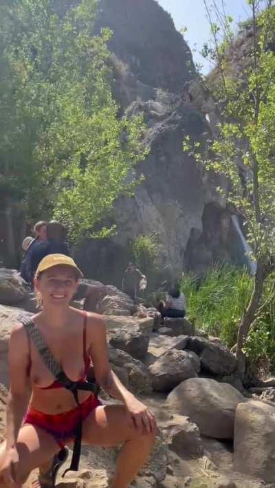 A lady was in front of me too but I didn’t mind if she saw my natural tits