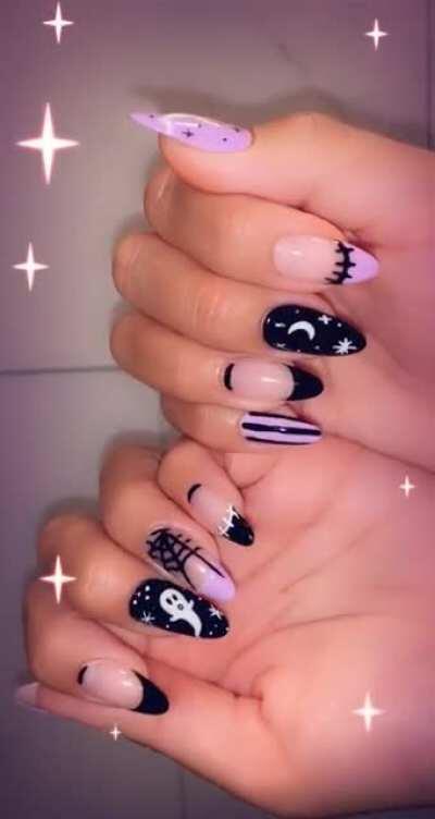 Spooky nails! This is the most detailed nail art I’ve ever done and I’m kinda obsessed.