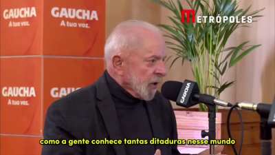 Em entrevista à Rádio Gaúcha, Lula afirmou que não considera a Venezuela uma ditadura, mas um “regime desagradável”. Quando questionado sobre as declarações de Maduro que colocam em dúvida as eleições no Brasil, respondeu: “Não tem problema, ele tem o dir