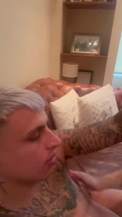 kissing my friend while I'm on top of him