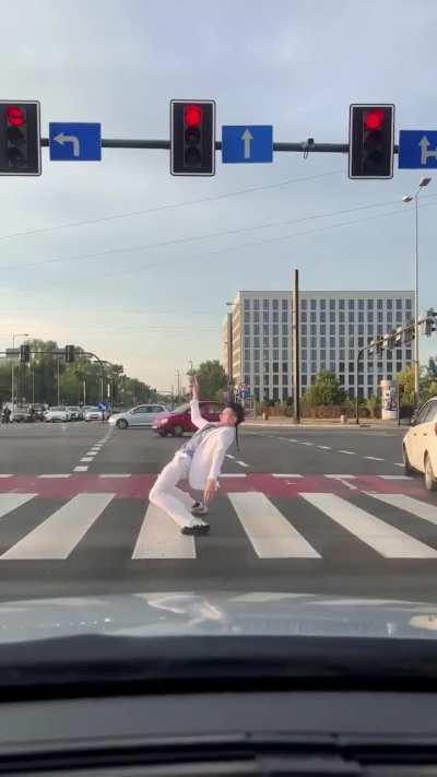 Let me dance on the crosswalk because why not