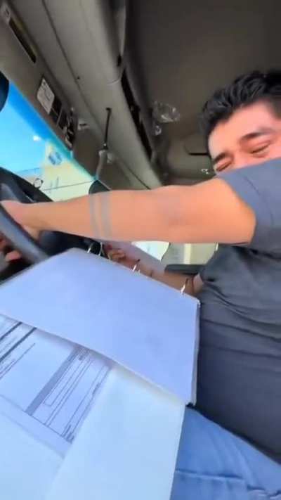 Mexican truck driver breaks down and cries after accidently taking down some power lines saying he has struggled a lot and Is afraid of losing his job