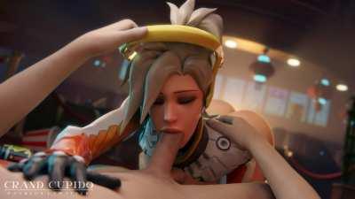 Mercy sucking a big juicy cock