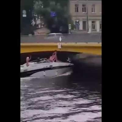 Girl nearly loses her head while partying