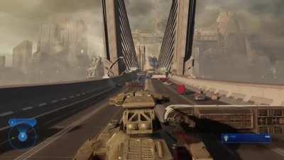 A buddy and I got drunk and played some campaign, ended up with him doing a front side smith grind in a warthog