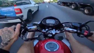 Nice way to drive a bike in a highway