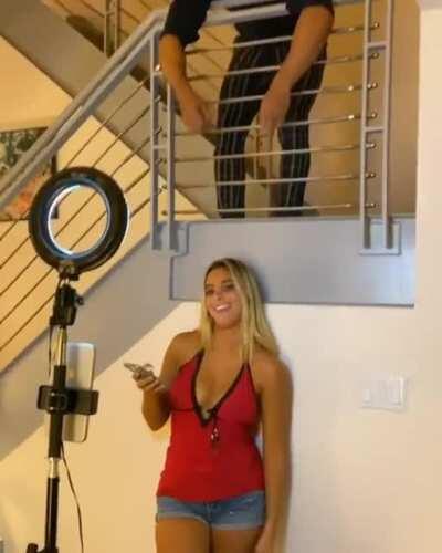 BTS footage of the boobs giggling