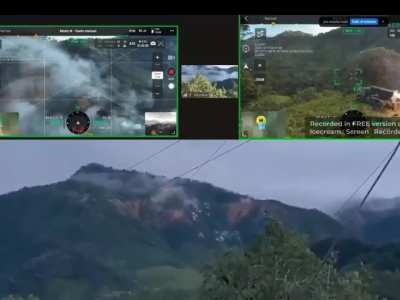 Army of Ecuador attacking illegal mining operation with MRLS