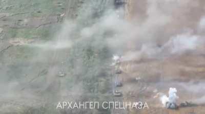 RU POV: AFU armored convoy comes attack in Kherson region. Secondary angle from earlier post.