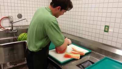 Watermelon slicing skills 🍉
