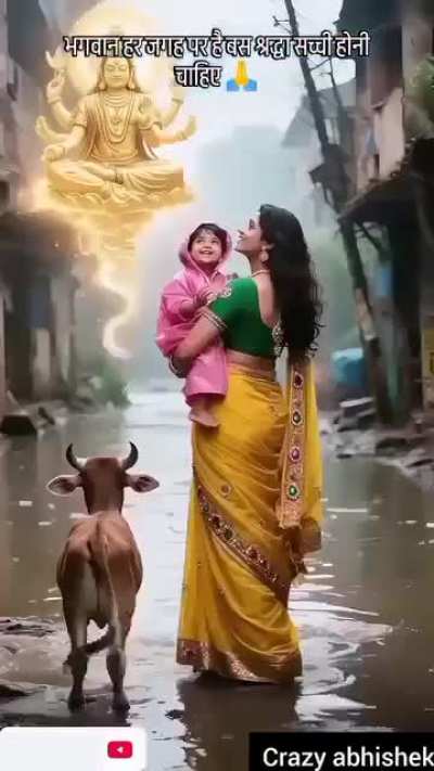 To provide some balance to the Jesus AI slop, here is some Hindu AI slop. The trusty dog has been replaced by a cow.