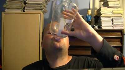 The Guy Drinking lots of Water then Blowing the Bottle