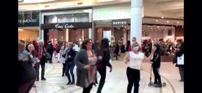 anti mask gathering party in a mall near where i live. Montreal, Canada