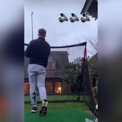 Golfing around the house.