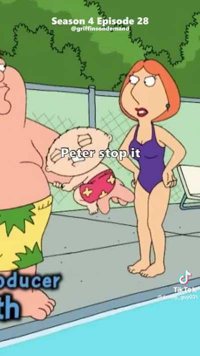 Peter teaches Stewie how to swim 