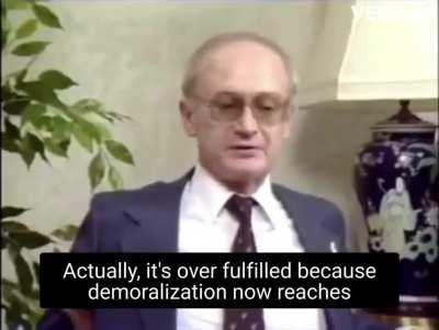 America is being destroyed from within by demoralization. This is being done by neo-bolsheviks and NWO groups to bring in worldwide communism.