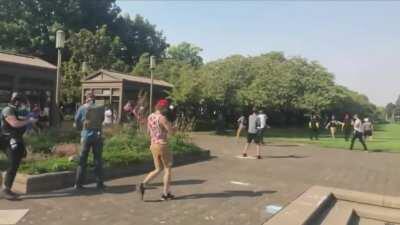 Proud boys run antifa away from Trump Labor Day rally - Salem, Oregon 7th September