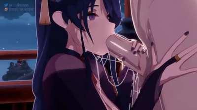 Raiden giving a blowjob