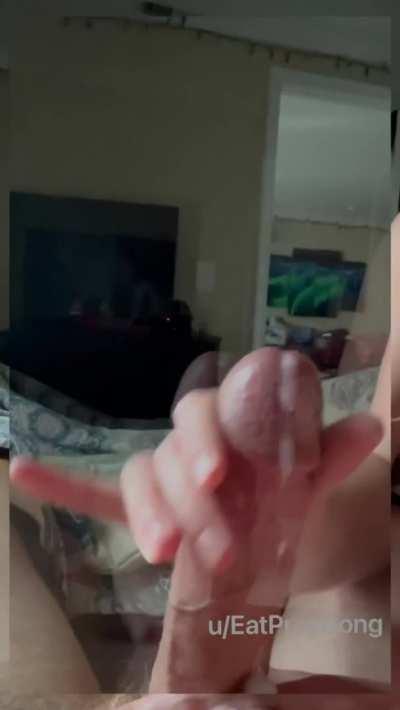 I can never decide whether I like watching him cum or licking it up more (OC)