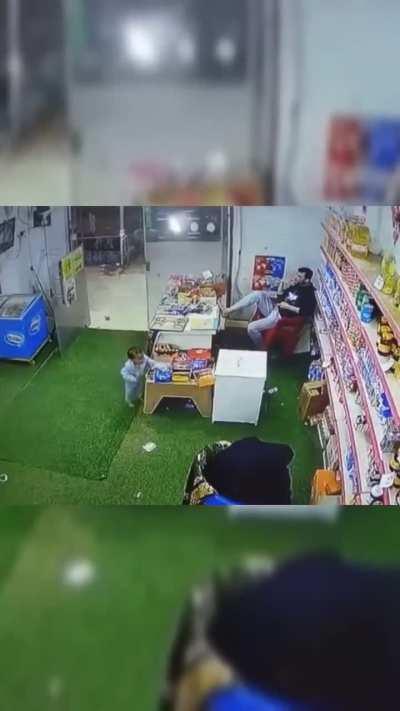 The element of surprise is always the best way to rob a store!